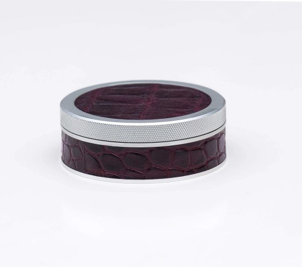 Silver Maroon Embossed Croc Leather Ruk Can